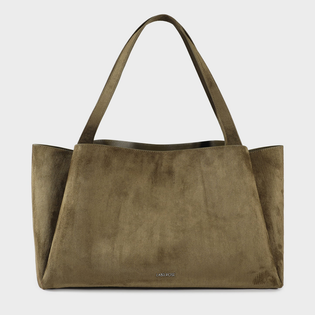 BORSA A SPALLA  IVORY SUEDE - SAGE GREEN