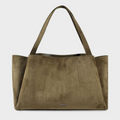 BORSA A SPALLA  IVORY SUEDE - SAGE GREEN