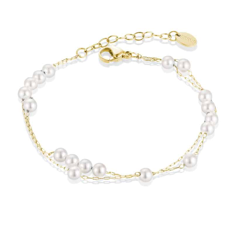 BRACCIALE IN MADREPERLA SFERE SFALSATE PVD ORO