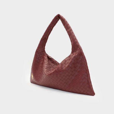 Borsa a spalla ANYA intrecciata - BURGUNDY