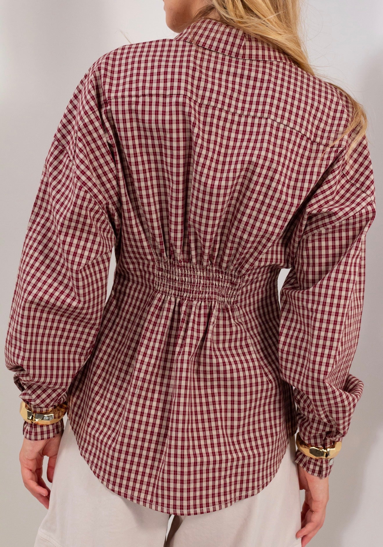 Camicia elastico dietro quadretti
