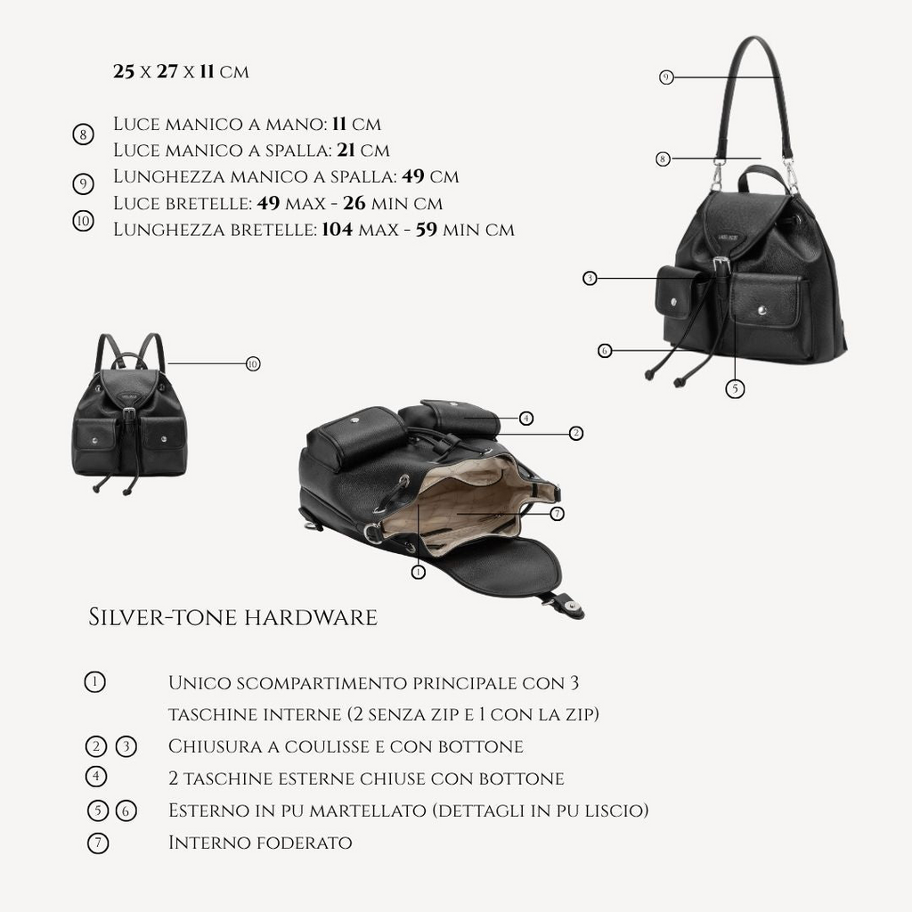 ZAINO BAGPACK - BLACK SILVER