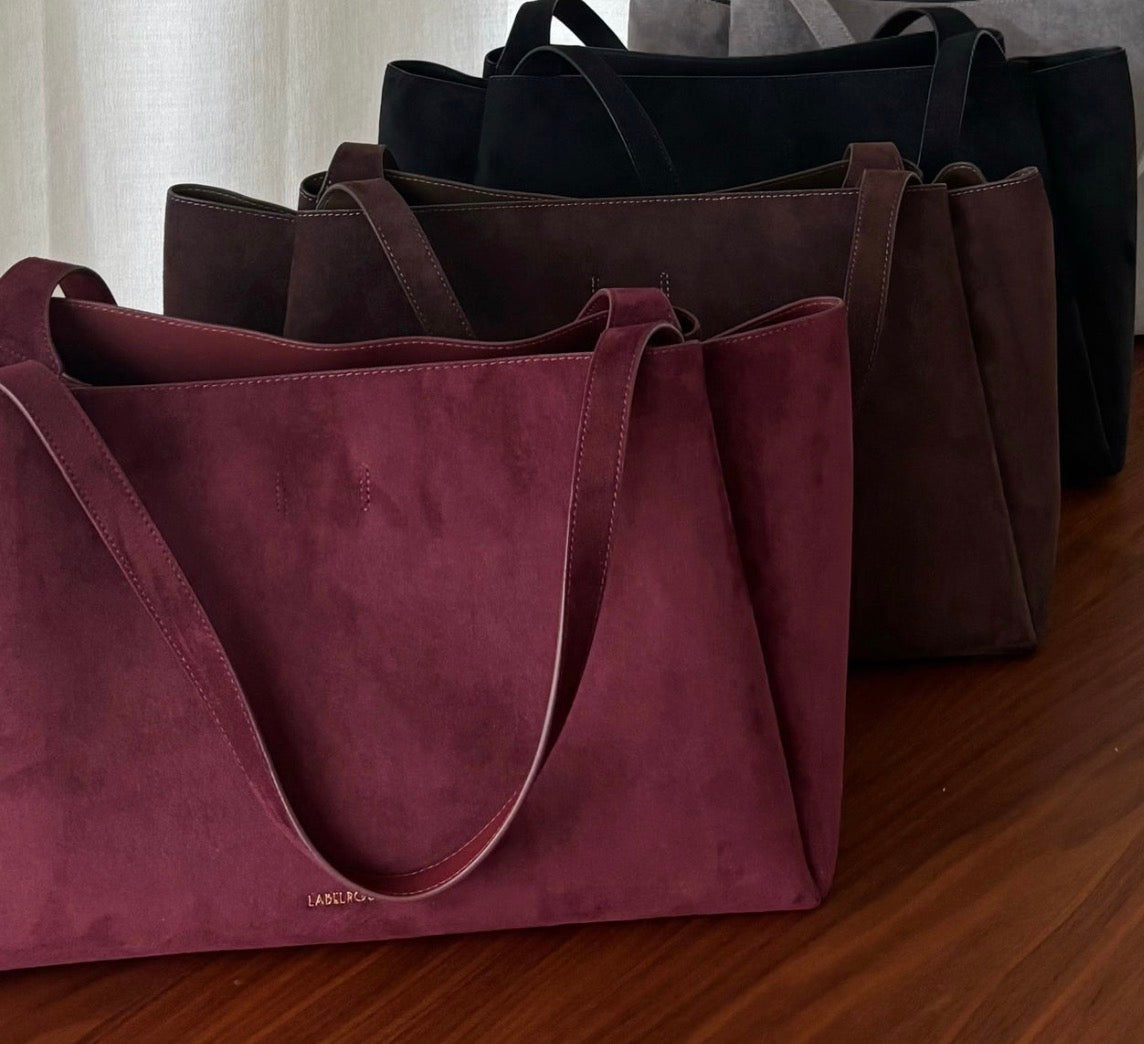 Borsa a spalla IVORY SUEDE - BURGUNDY