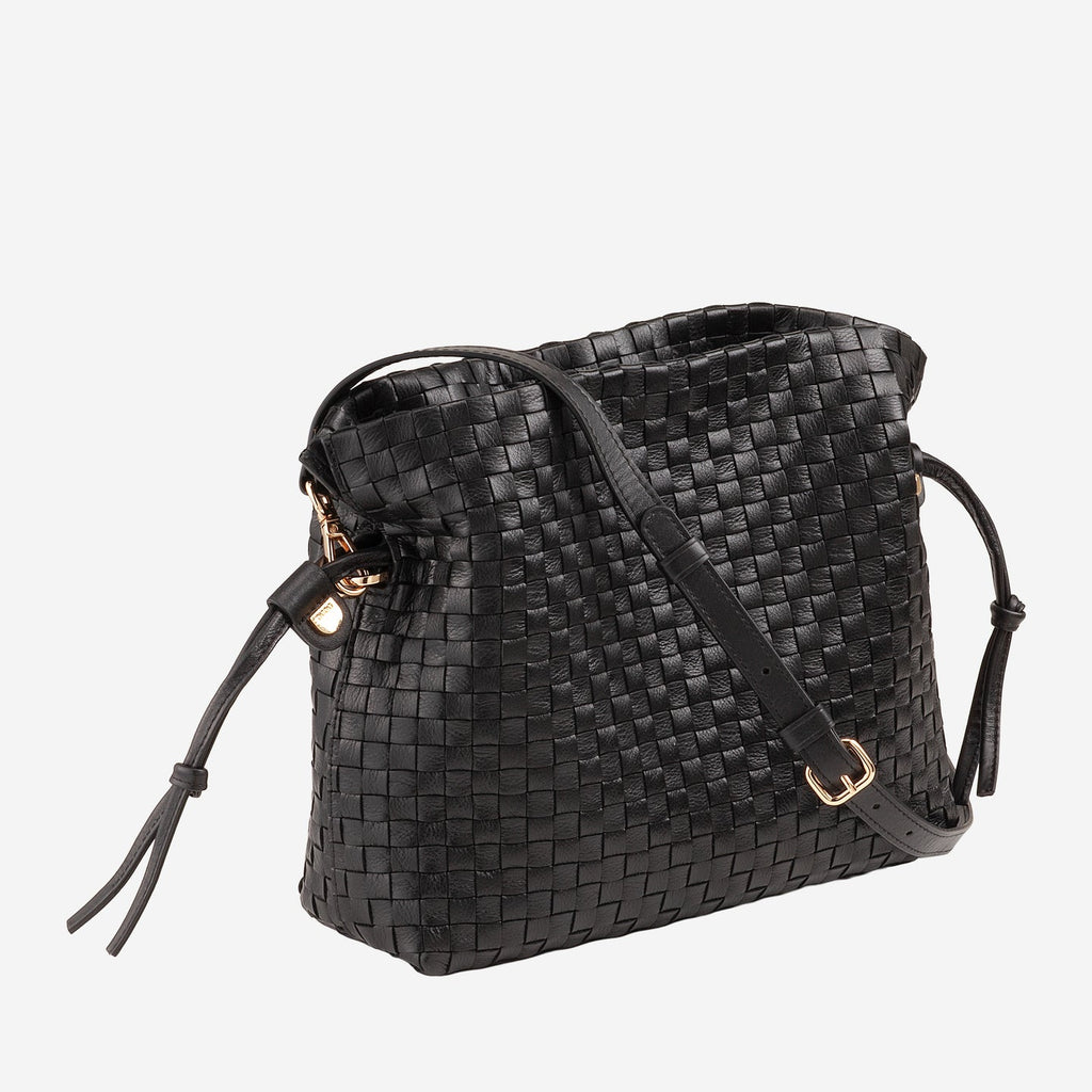 Ischia
Borsa a tracolla in pelle intrecciata con coulisse