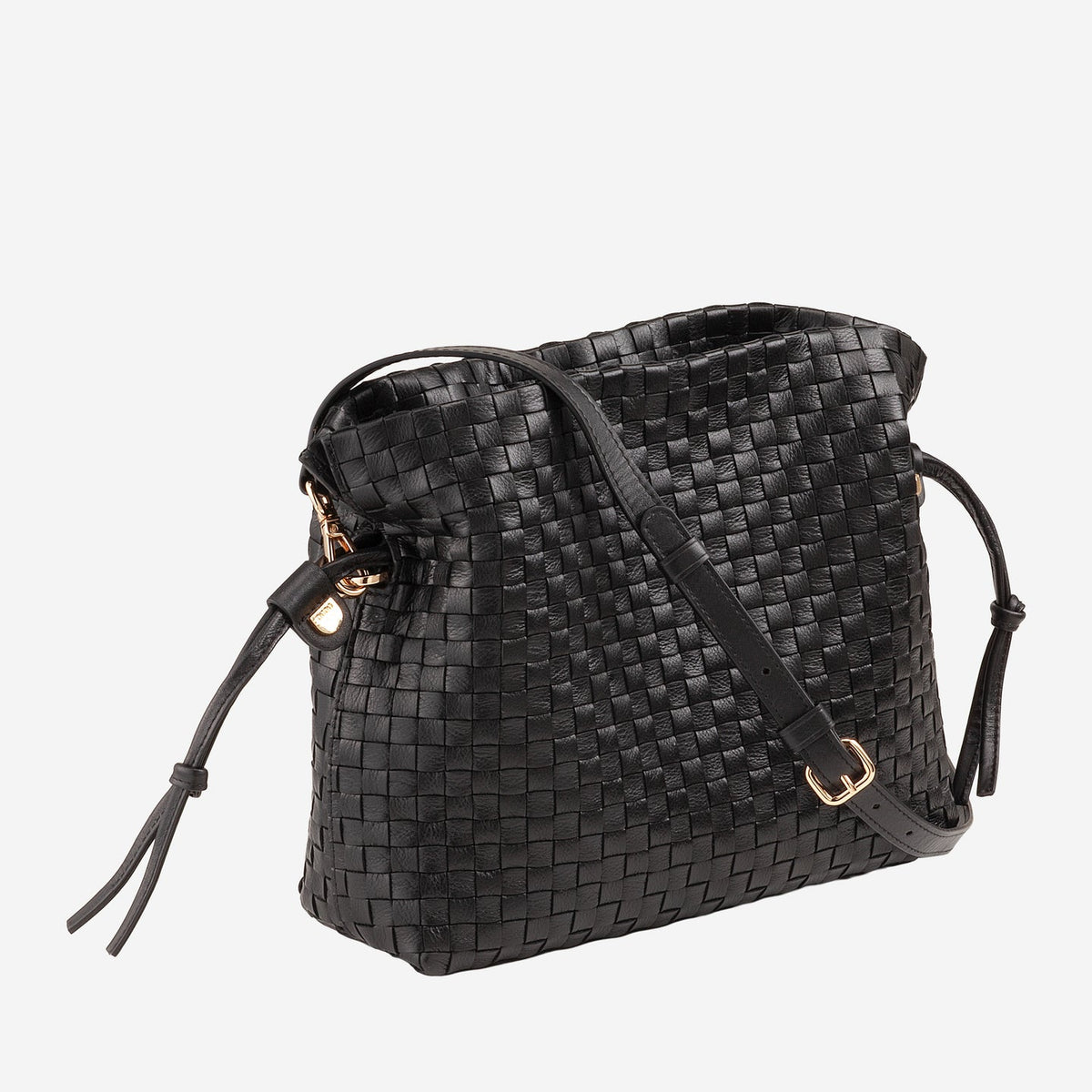 Ischia
Borsa a tracolla in pelle intrecciata con coulisse