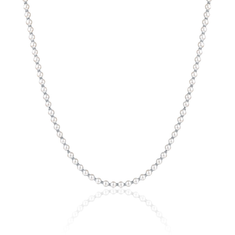 COLLANA IN MADREPERLA E SFERE IN ACCIAIO