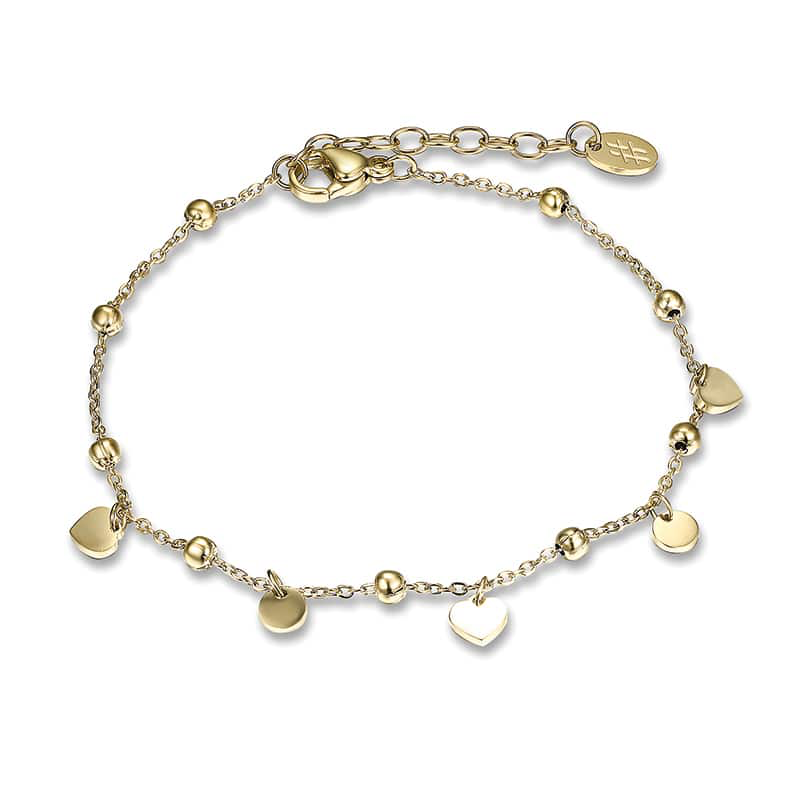 BRACCIALE CON CUORI E PIASTRINE