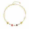 COLLANA CATENA FREEDOM CRISTALLI ROSA E VIOLA