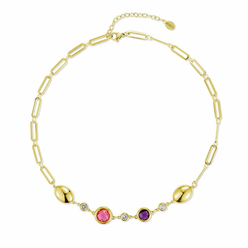 COLLANA CATENA FREEDOM CRISTALLI ROSA E VIOLA