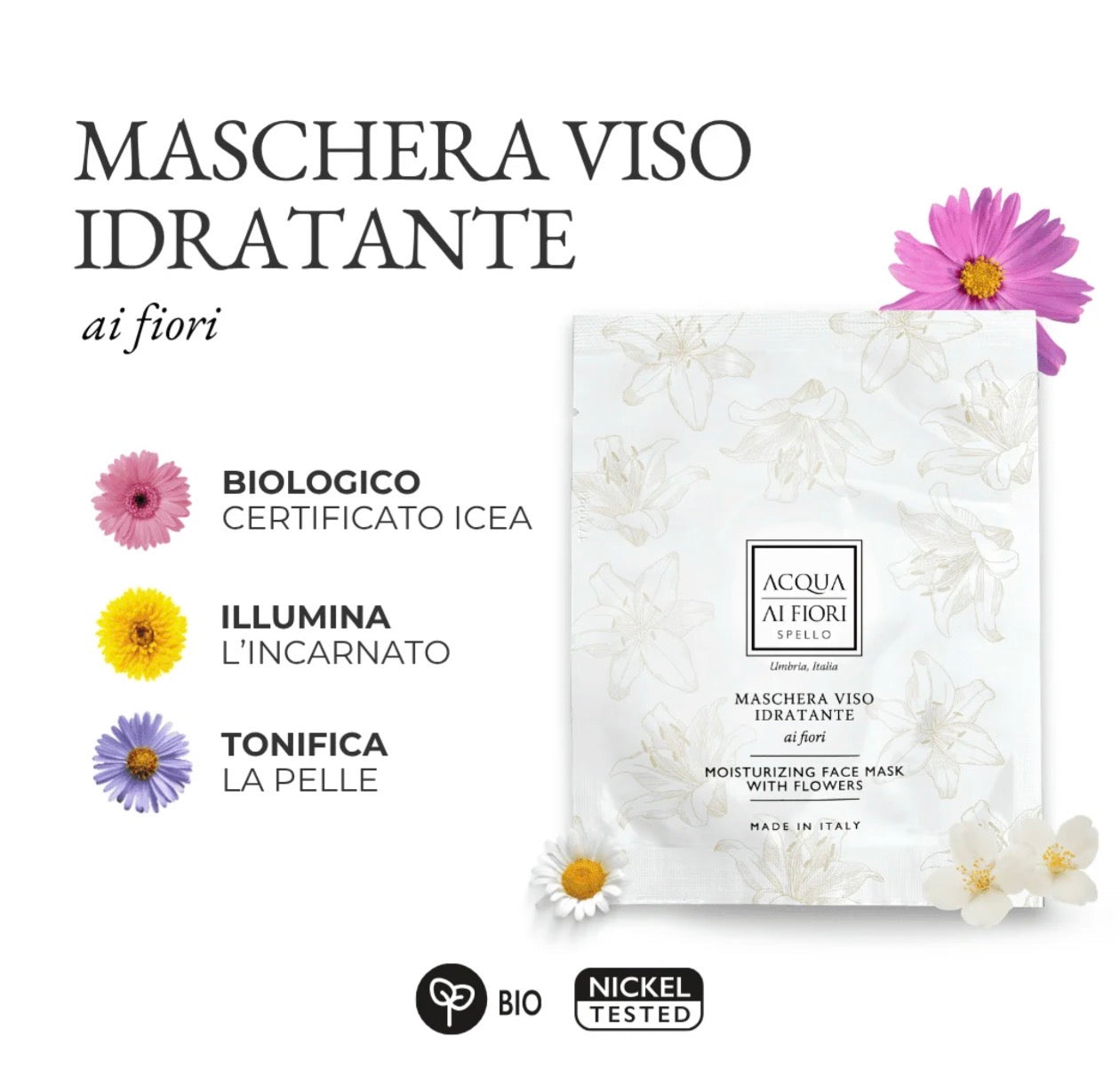 Maschera Viso Idratante Ai Fiori, 15 ml
Idratante, delicata