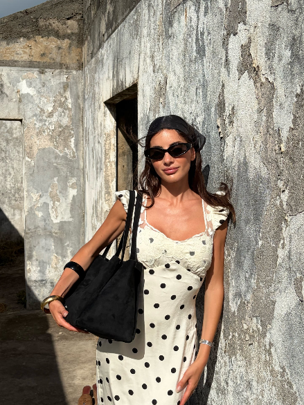Borsa a spalla IVORY SUEDE - BLACK SILVER