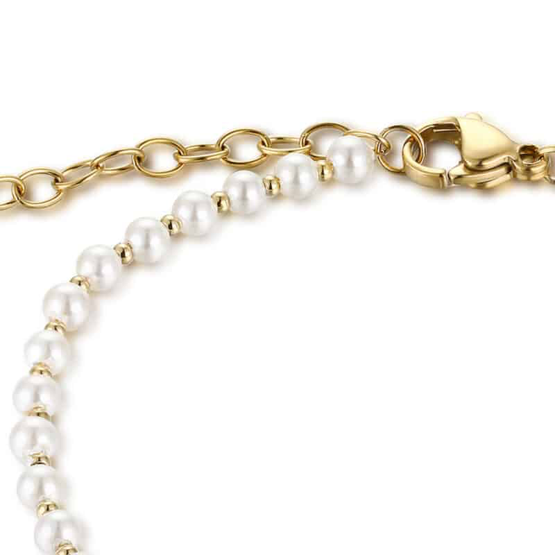 BRACCIALE IN MADREPERLA ED ACCIAIO PVD ORO