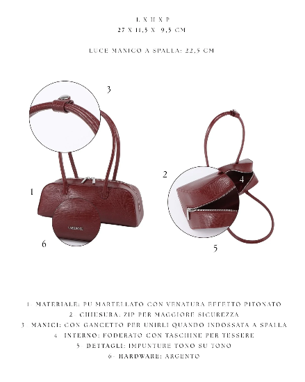 Borsa a spalla LONGUETTE- PORT WINE RED
