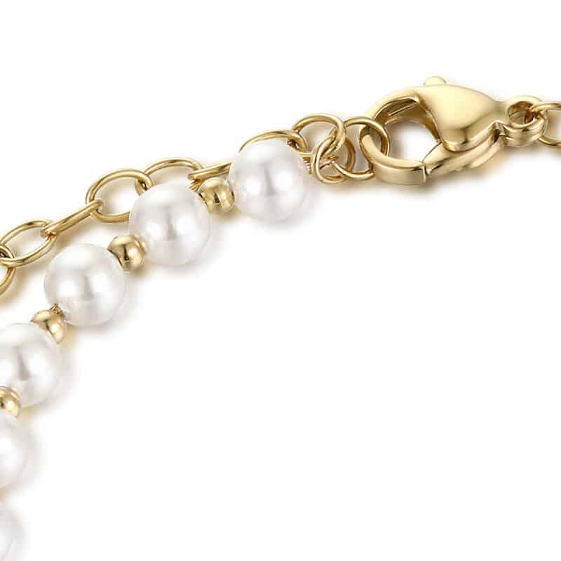 BRACCIALE IN MADREPERLA ED ACCIAIO PVD ORO