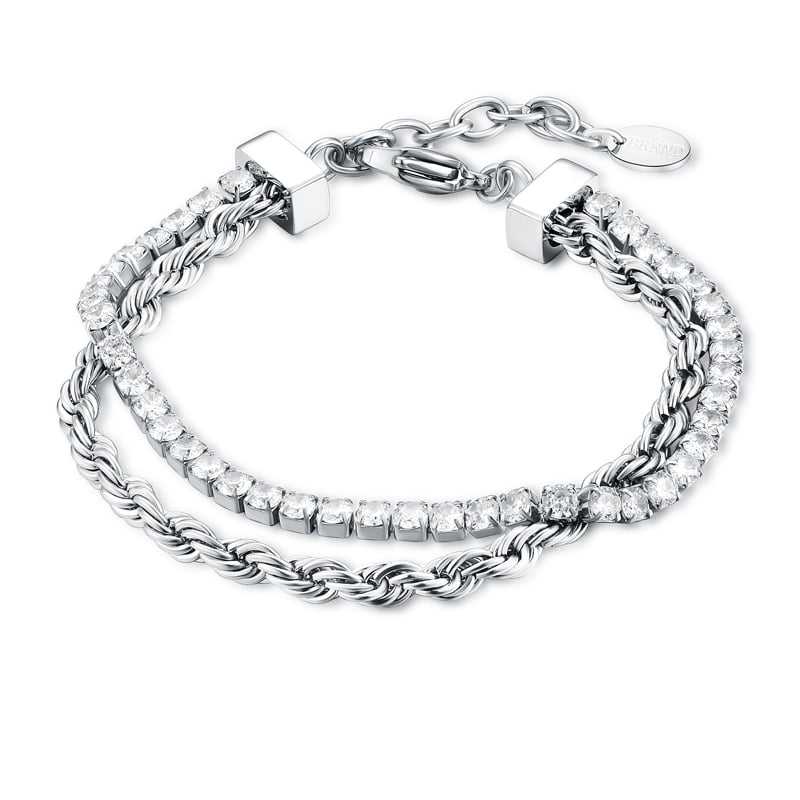 BRACCIALE DOPPIO CON TENNIS 2MM E CATENA CORDA