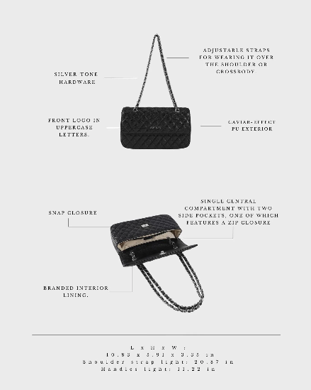 Borsa a spalla KATE BIG - BLACK SILVER