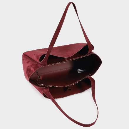 Borsa a spalla IVORY SUEDE - BURGUNDY