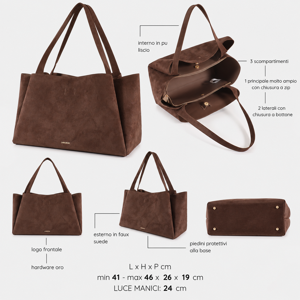 BORSA A SPALLA IVORY SUEDE - CHOCOLATE