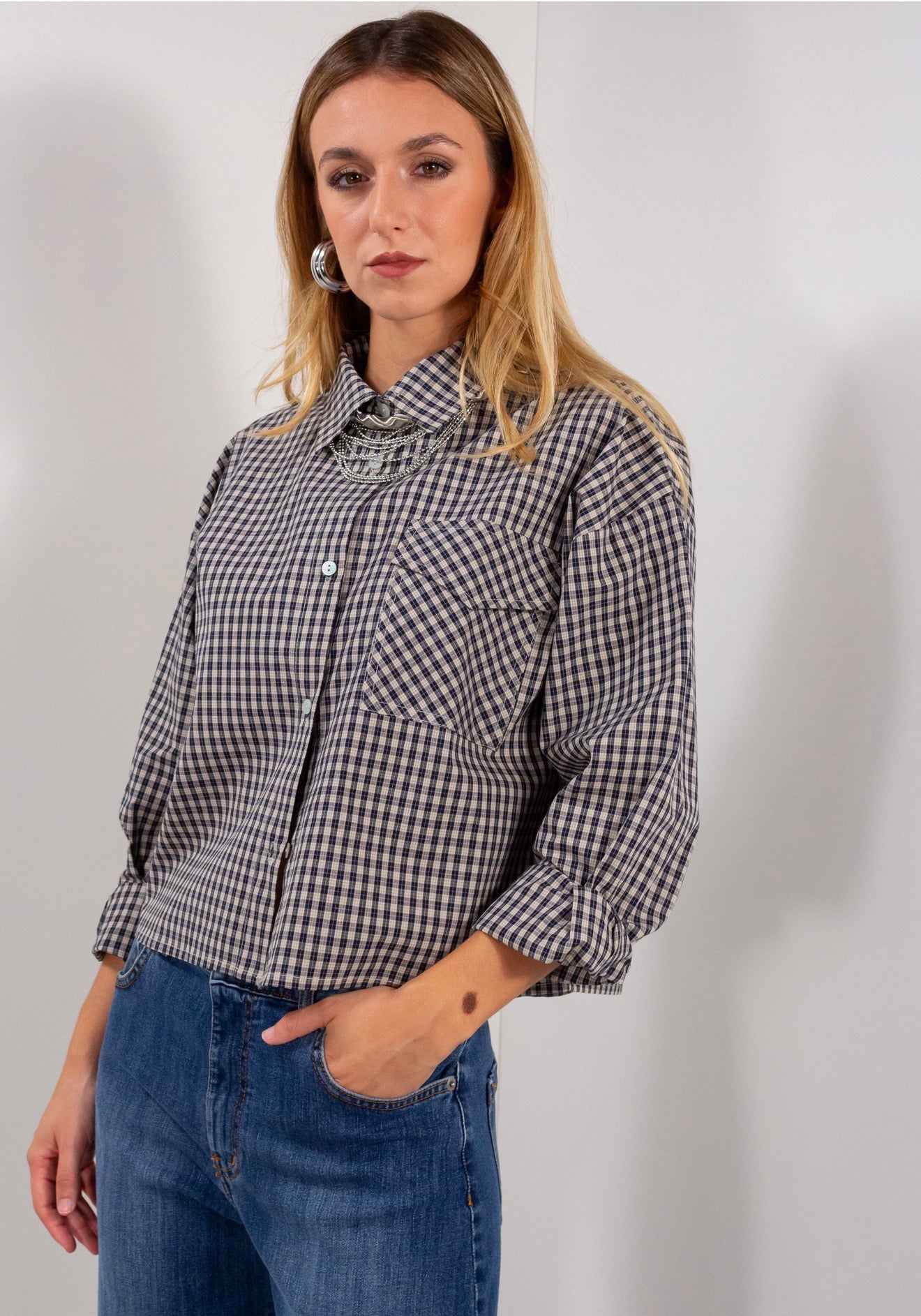 Camicia crop tascona quadretti