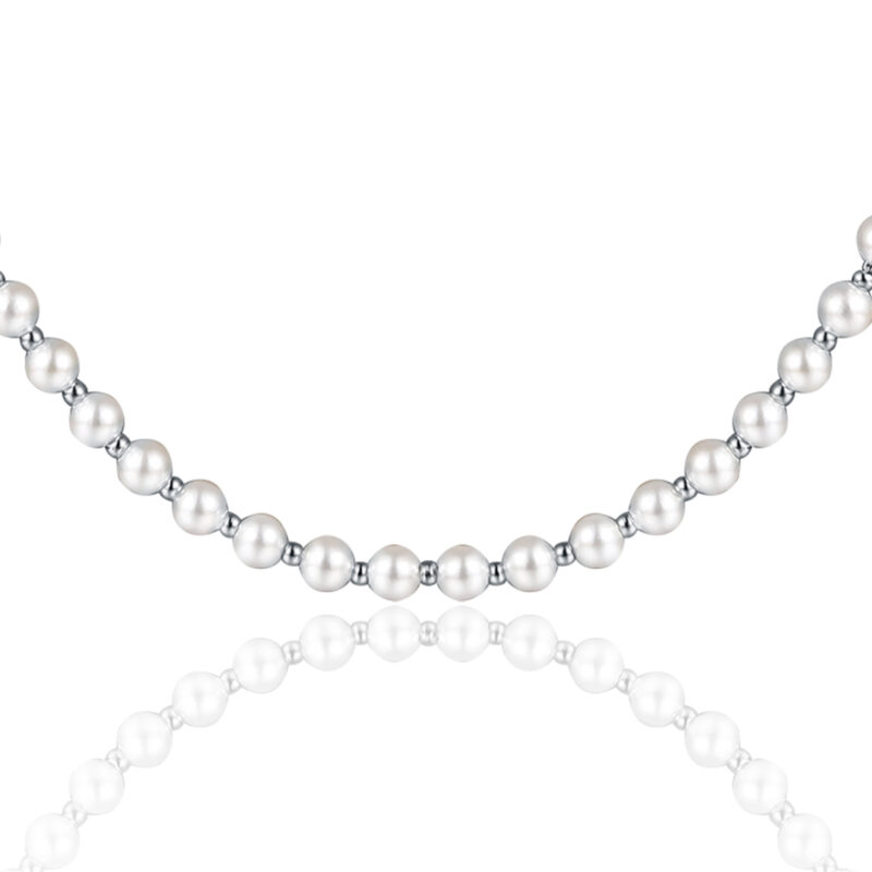 COLLANA IN MADREPERLA E SFERE IN ACCIAIO