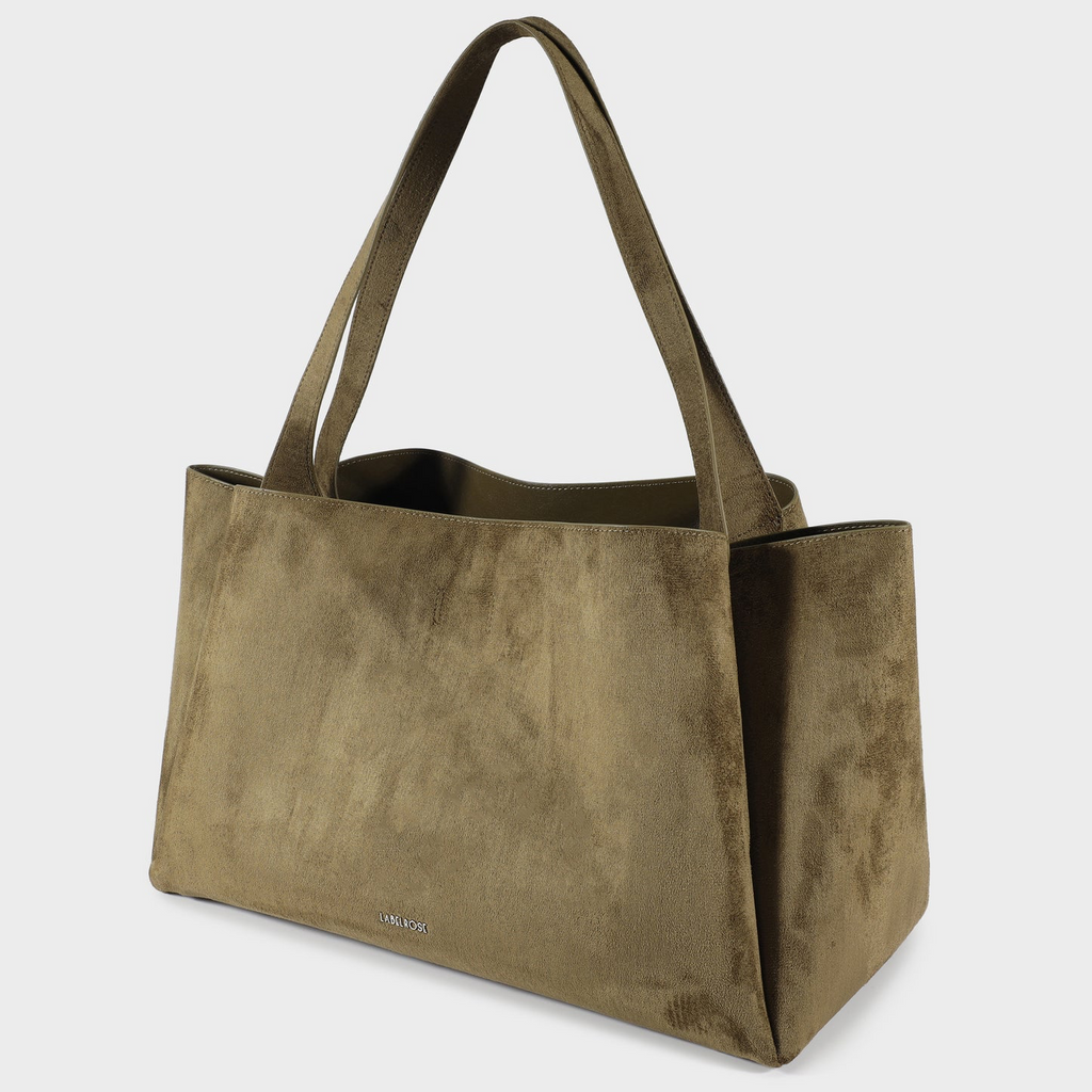 BORSA A SPALLA  IVORY SUEDE - SAGE GREEN