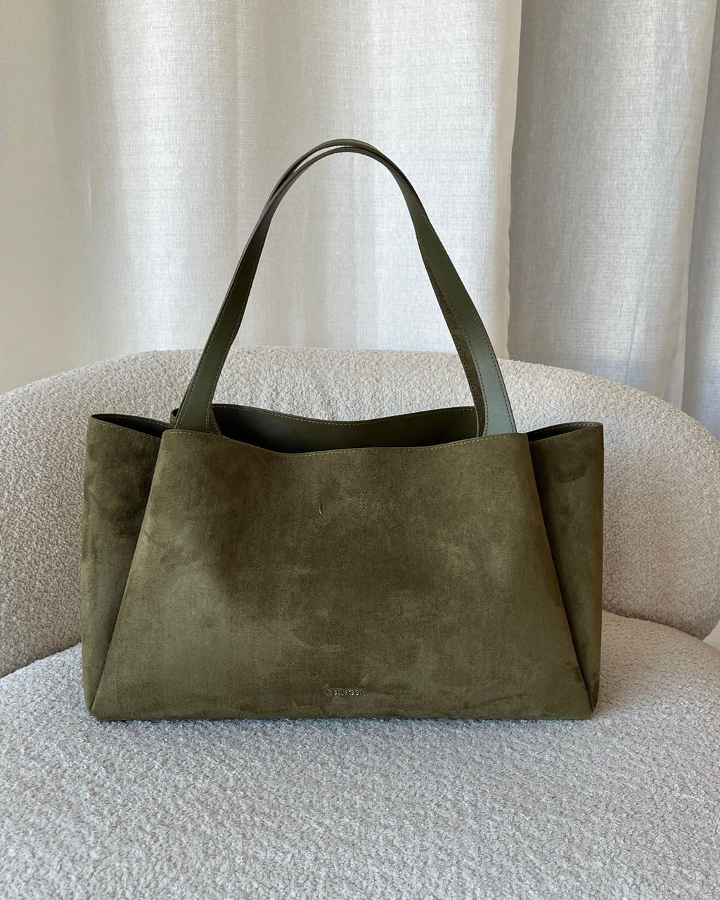 BORSA A SPALLA  IVORY SUEDE - SAGE GREEN