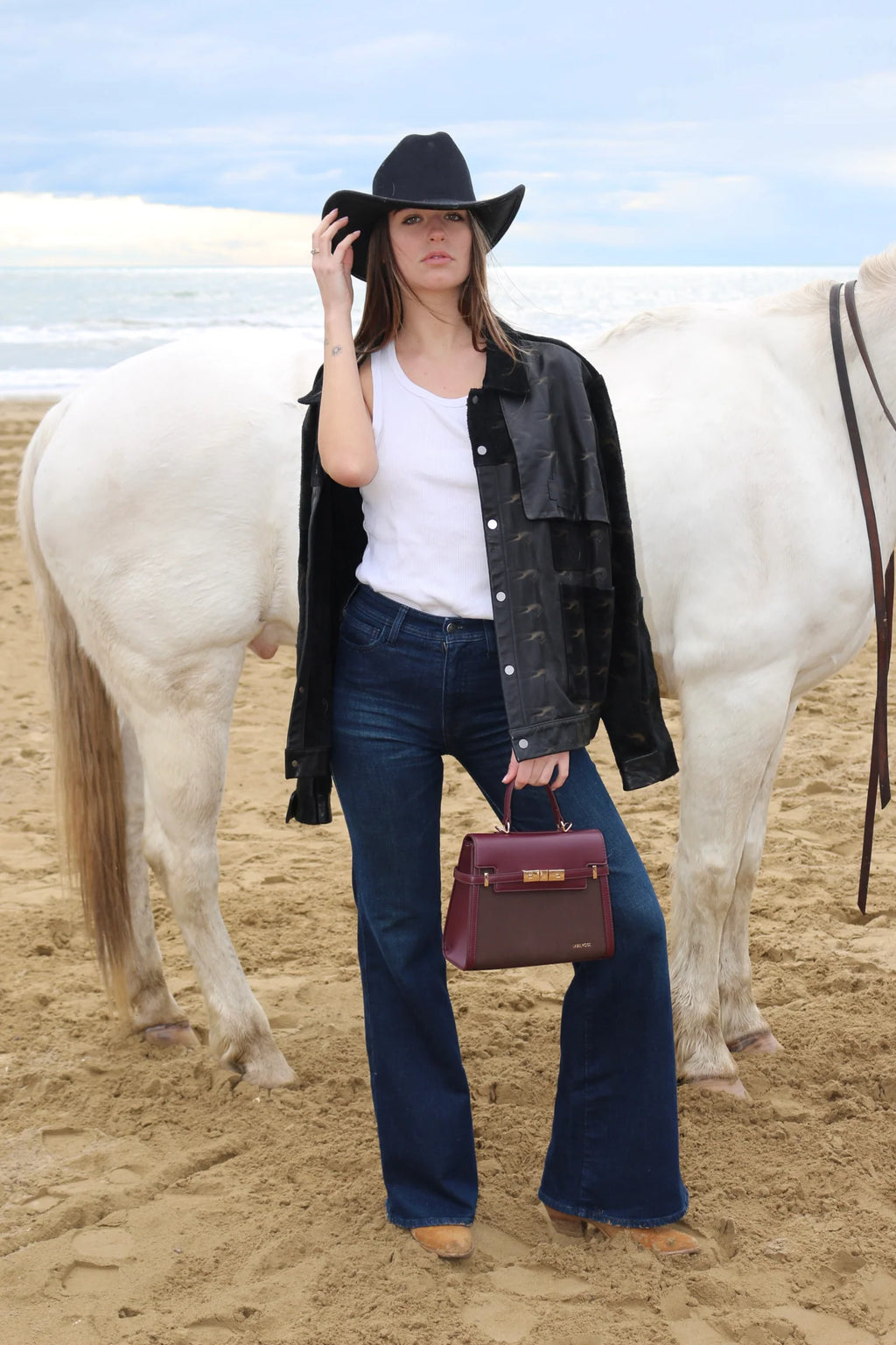 Borsa a mano GRACE SIMILSUEDE MEDIUM - BURGUNDY