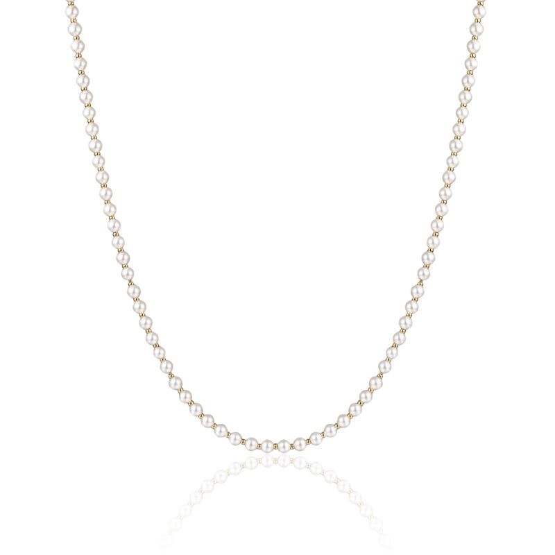 COLLANA IN MADREPERLA E SFERE IN ACCIAIO PVD ORO