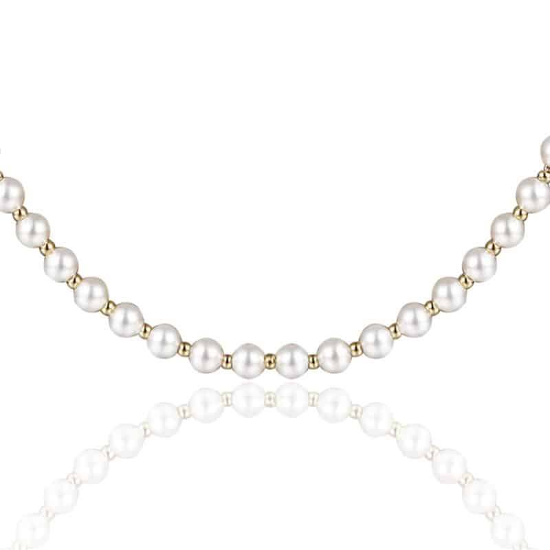 COLLANA IN MADREPERLA E SFERE IN ACCIAIO PVD ORO