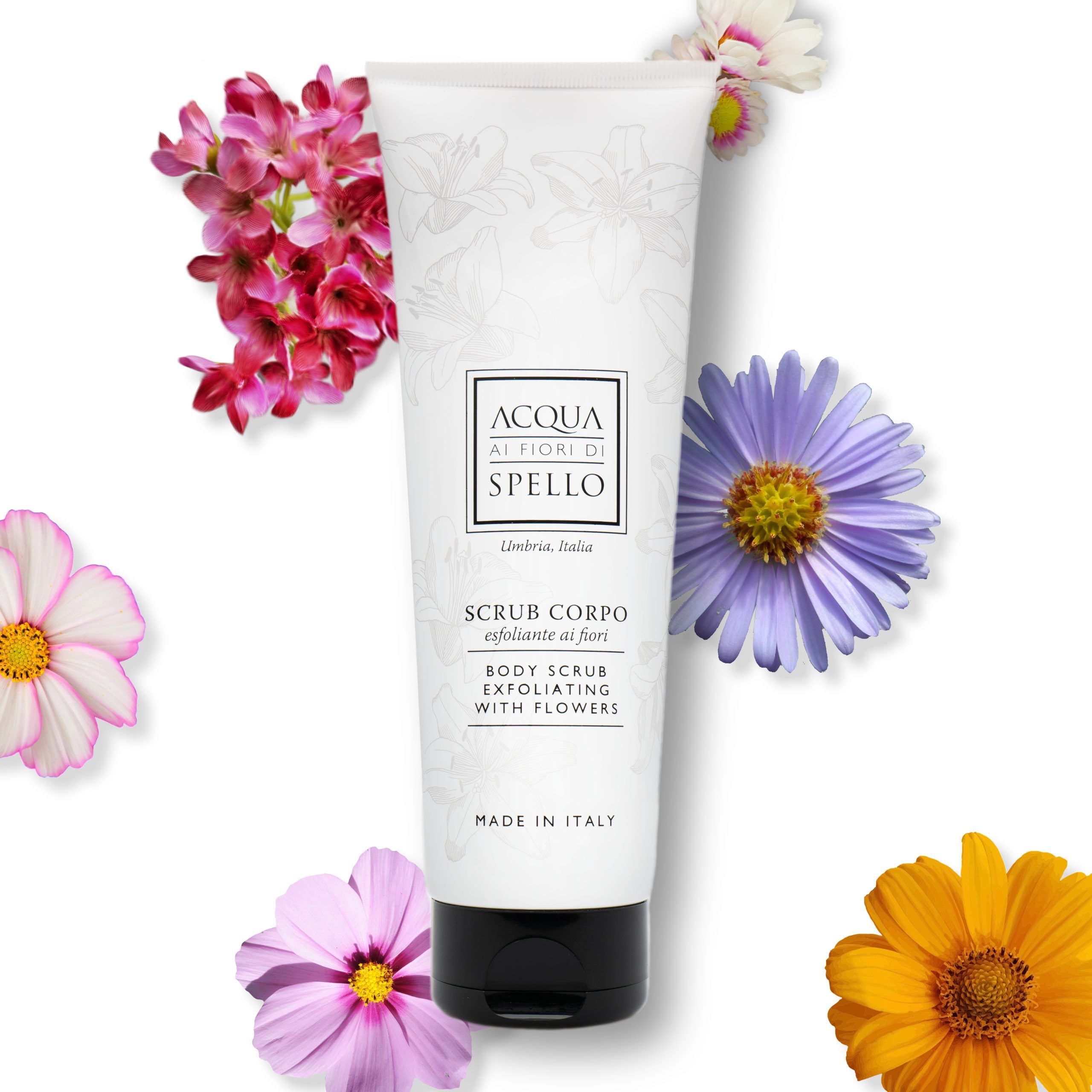 SCRUB CORPO
Scrub Corpo Esfoliante ai Fiori
Dona elasticità e nutrizione profonda con la nostra crema corpo dal profumo di prati fioriti.