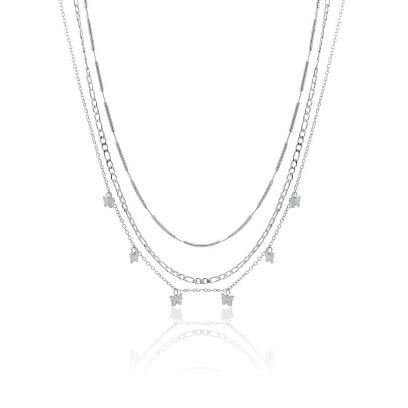 COLLANA TRIPLO FILO CON FARFALLE
