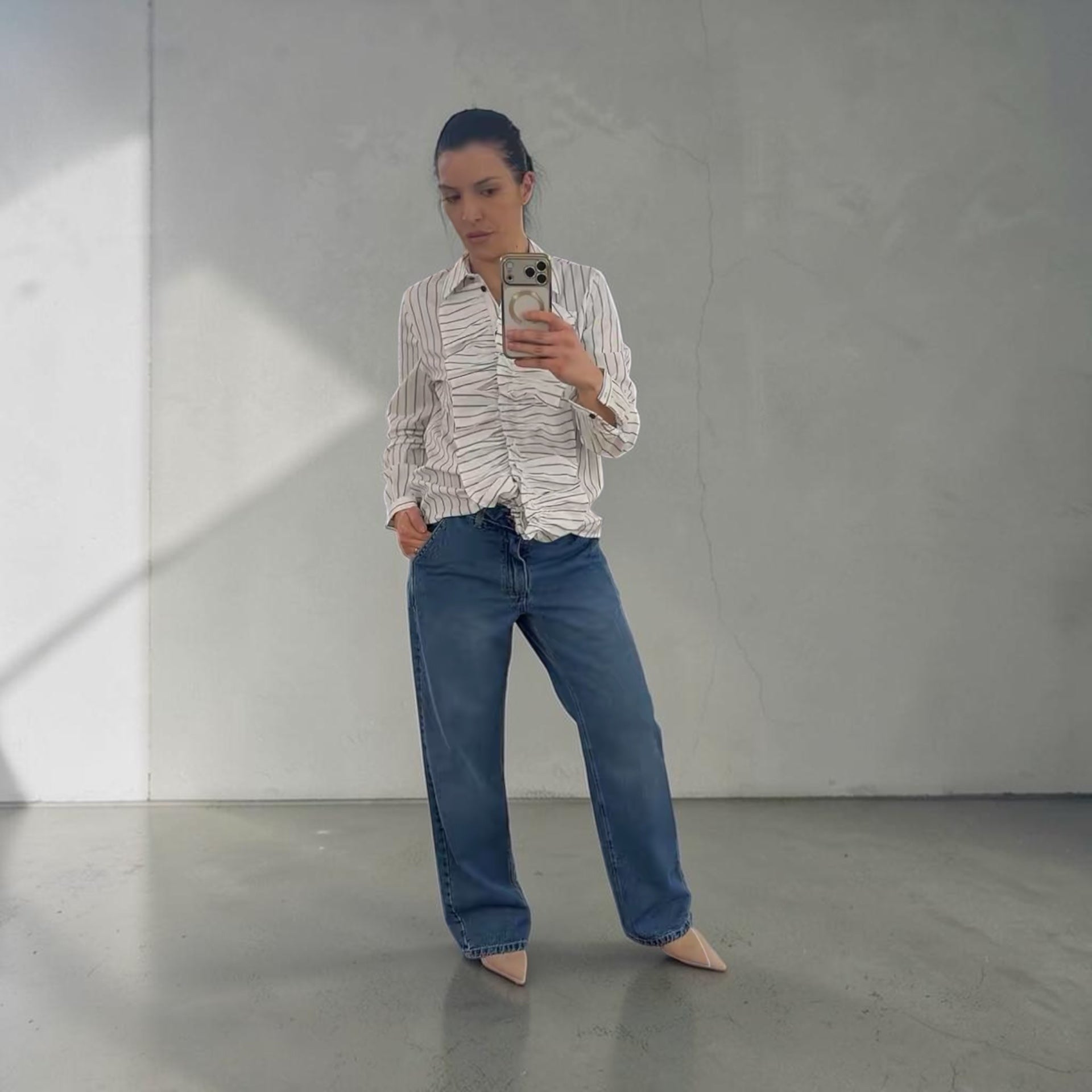 JEANS DRITTO A VITA ALTA BLU MEDIO