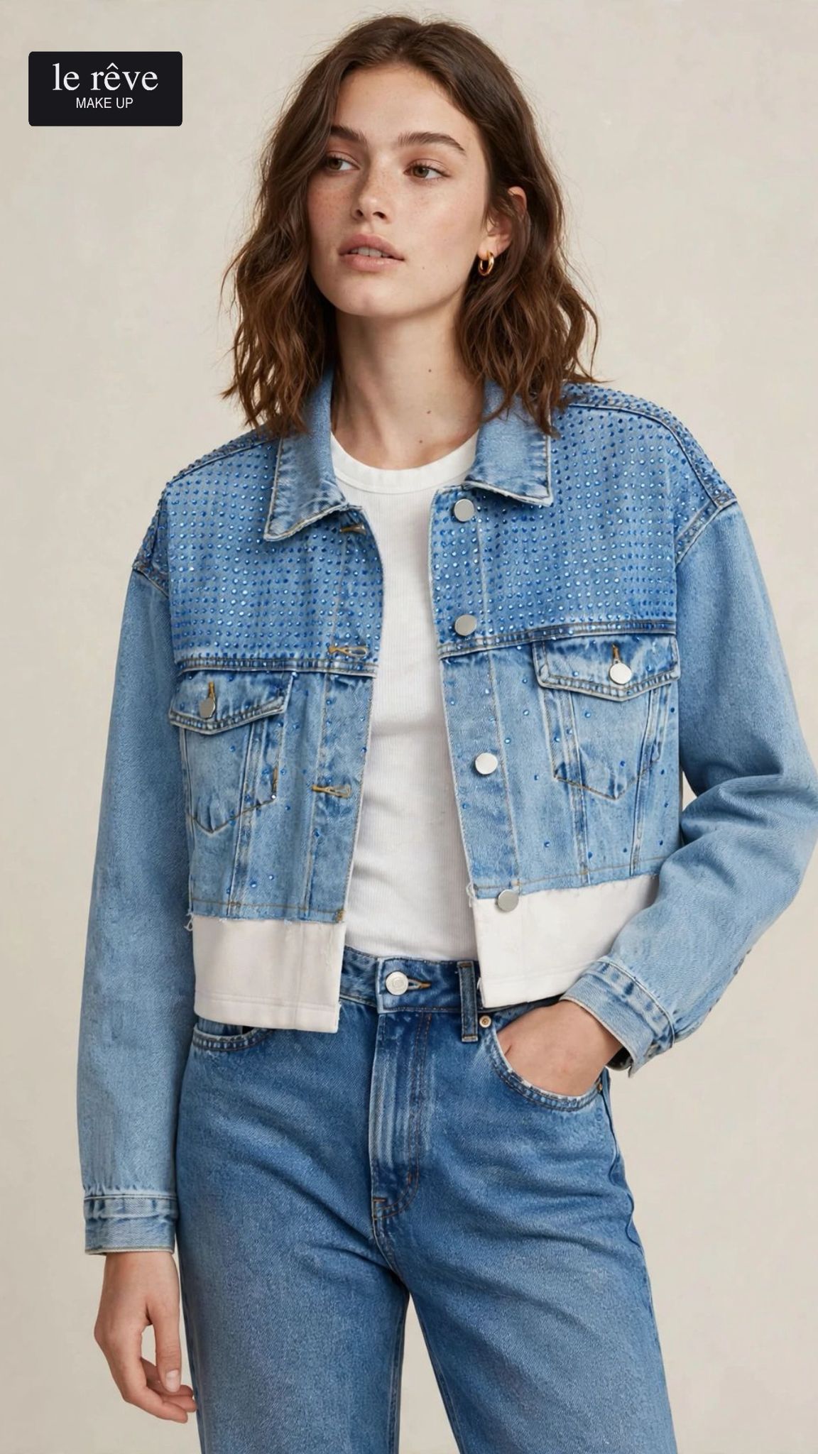 GIUBBINO CROP DENIM & STRASS LUMINA